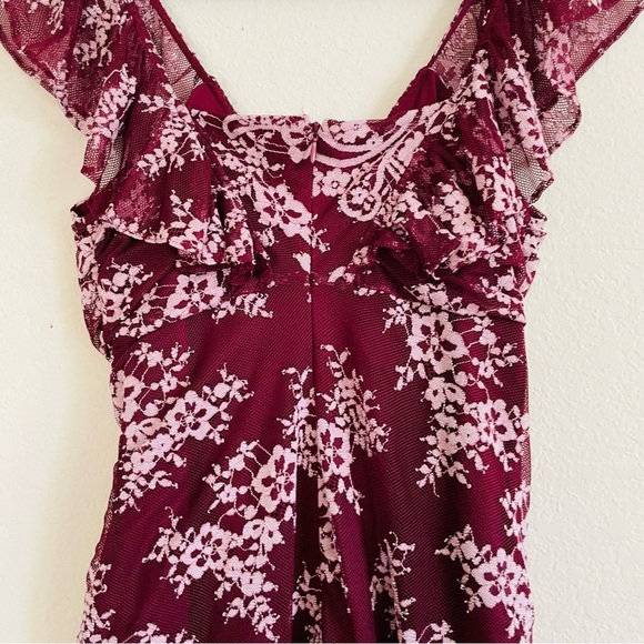 Wayf Red Plunge Neck Maxi Dress with Flutter Sleeves - Picture 9 of 15